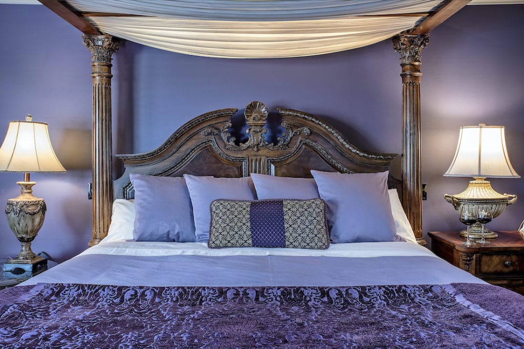 Walla Walla Tasting Rooms, a beautiful bed in one of our romantic bed and breakfast suites